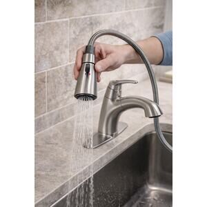 Moen Pull-Out Kitchen Faucet Brushed Nickel Single Handle w/ Hose Kit